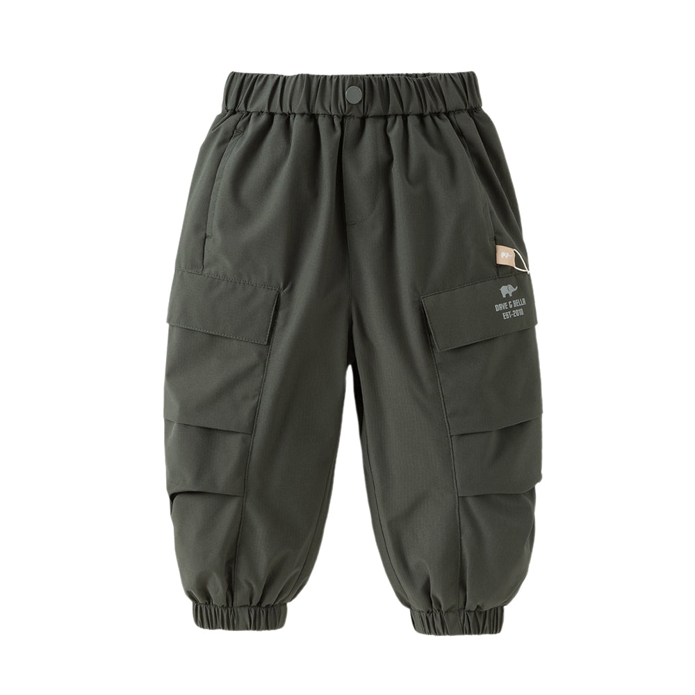 Dave&Bella Toddler Boys Outdoor Cozy Plush-lined Drawstring Loose Pants