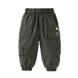 Dave&Bella Toddler Boys Outdoor Cozy Plush-lined Drawstring Loose Pants