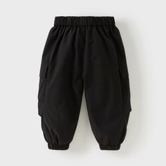 Dave&Bella Toddler Boys Winter Outdoor Cozy Plush-lined Drawstring Loose Pants
