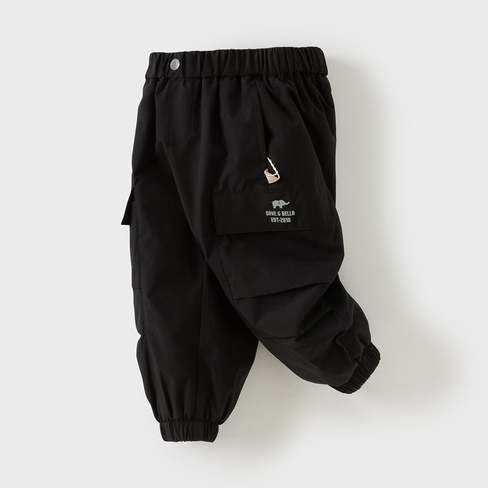 Dave&Bella Toddler Boys Outdoor Cozy Plush-lined Drawstring Loose Pants