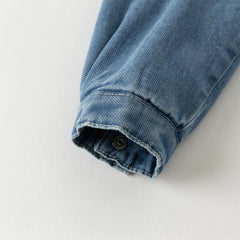 Dave&Bella Toddler Boys Winter Denim Blue Plush-lined Long Sleeve Shirts Tops