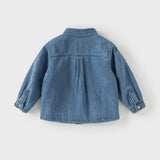Dave&Bella Toddler Boys Denim Blue Plush-lined Long Sleeve Shirts Tops