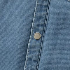 Dave&Bella Toddler Boys Winter Denim Blue Plush-lined Long Sleeve Shirts Tops