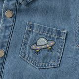 Dave&Bella Toddler Boys Denim Blue Plush-lined Long Sleeve Shirts Tops