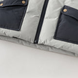 Dave&Bella Toddler Boys Winter Grey Outdoor Long-sleeved Hooded Cozy Down Coats