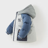 Dave&Bella Toddler Boys Winter Grey Outdoor Long-sleeved Hooded Cozy Down Coats