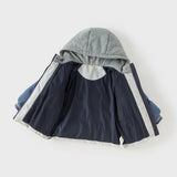 Dave&Bella Toddler Boys Winter Grey Outdoor Long-sleeved Hooded Cozy Down Coats