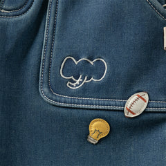 Dave&Bella Toddler Boys Winter Denim Blue Loose Plush-lined Jeans Pants