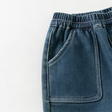 Dave&Bella Toddler Boys Denim Blue Loose Plush-lined Jeans Pants
