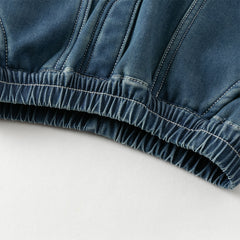 Dave&Bella Toddler Boys Winter Denim Blue Loose Plush-lined Jeans Pants