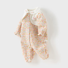 Dave&Bella Newborn Girls Autumn Sweet Floral Print Breathable Baby One-Pieces Romper