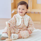 Dave&Bella Newborn Girls Sweet Floral Print Breathable Baby One-Pieces Romper