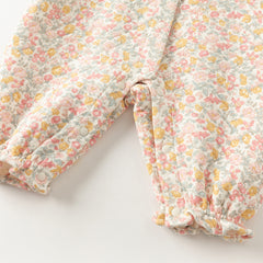 Dave&Bella Newborn Girls Autumn Sweet Floral Print Breathable Baby One-Pieces Romper