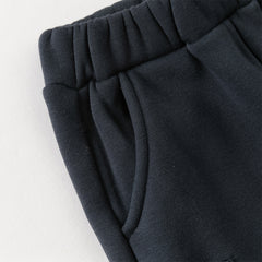 Dave&Bella Toddler Girls Casual Navy Blue Straight-leg Plush-lined Pants