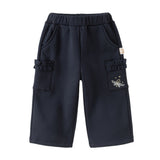Dave&Bella Toddler Girls Casual Navy Blue Straight-leg Plush-lined Pants