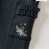 Dave&Bella Toddler Girls Casual Navy Blue Straight-leg Plush-lined Pants