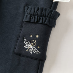 Dave&Bella Toddler Girls Casual Navy Blue Straight-leg Plush-lined Pants