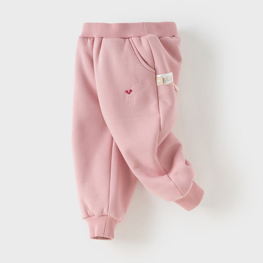 Dave&Bella Toddler Girls/Boys Winter Versatile Adjustable Waitsband Plush-lined Sweatpants