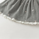 Dave&Bella Toddler Girls Cute Grey Striped Sleeveless A-line Dress(wallet bag)