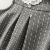 Dave&Bella Toddler Girls Cute Grey Striped Sleeveless A-line Dress(wallet bag)