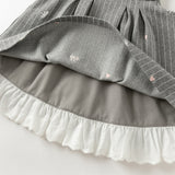 Dave&Bella Toddler Girls Cute Grey Striped Sleeveless A-line Dress(wallet bag)