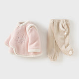 Dave&Bella Toddler Girls Chinese-style Pink Turtle Plush-lined Warm Suits Sets