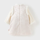 Dave&Bella Toddler Girls Light Pink Chinese-style Plush Turtle Warm Padded Party Dress