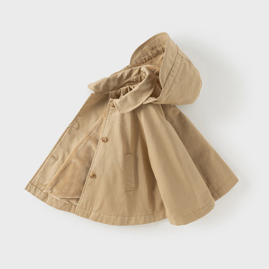 Dave&Bella Toddler Girls Autumn Khaki Adorable Hodded Capes Coat