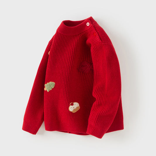 Dave&Bella Toddler Girls Festival Dark Red Turtle Long-sleeved Comfortable Sweaters Tops