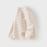 Dave&Bella Toddler Girls Sweet Striped Fashion Cotton Turtle Tees