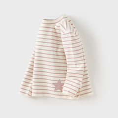 Dave&Bella Toddler Girls Winter Sweet Striped Fashion Cotton Turtle T-shirts Tops