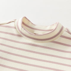 Dave&Bella Toddler Girls Winter Sweet Striped Fashion Cotton Turtle T-shirts Tops