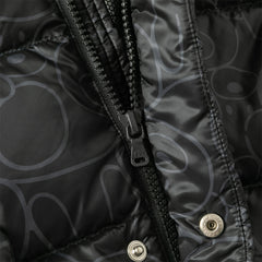Dave&Bella Toddler Boys Winter Outwear Black Bear Print Mid-Length Hooded Down Coats