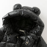 Dave&Bella Toddler Boys Winter Outwear Black Bear Print Mid-Length Hooded Down Coats
