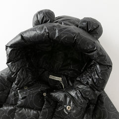 Dave&Bella Toddler Boys Winter Outwear Black Bear Print Mid-Length Hooded Down Coats