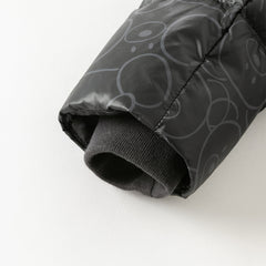 Dave&Bella Toddler Boys Winter Outwear Black Bear Print Mid-Length Hooded Down Coats