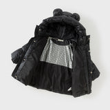 Dave&Bella Toddler Boys Winter Outwear Black Bear Print Mid-Length Hooded Down Coats