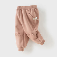 Dave&Bella Toddler Girls/Boys Winter Plush-lined Casual Knit Drawstring Sweatpants