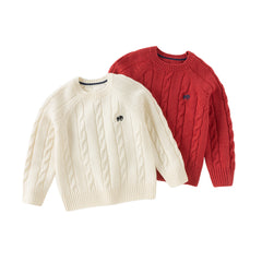 Dave&Bella Kids Girls/Boys Winter Versatile Beige/Red Pullover Sweaters Tops