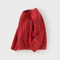 Dave&Bella Kids Girls/Boys Winter Versatile Beige/Red Pullover Sweaters Tops