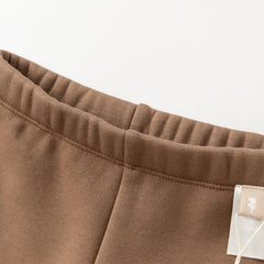 Dave&Bella Toddler Girls Winter Versatile Brown/Grey Warm Plush-lined Leggings Pants