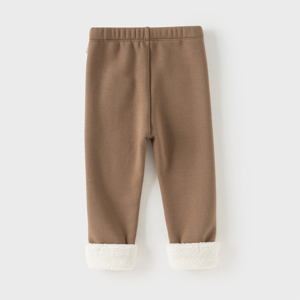 Dave&Bella Toddler Girls Versatile Brown/Grey Warm Plush-lined Leggings