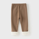 Dave&Bella Toddler Girls Versatile Brown/Grey Warm Plush-lined Leggings