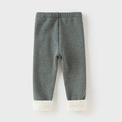 Dave&Bella Toddler Girls Winter Versatile Brown/Grey Warm Plush-lined Leggings Pants
