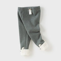 Dave&Bella Toddler Girls Winter Versatile Brown/Grey Warm Plush-lined Leggings Pants