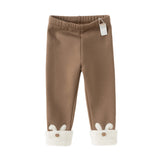 Dave&Bella Toddler Girls Versatile Brown/Grey Warm Plush-lined Leggings