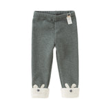 Dave&Bella Toddler Girls Versatile Brown/Grey Warm Plush-lined Leggings