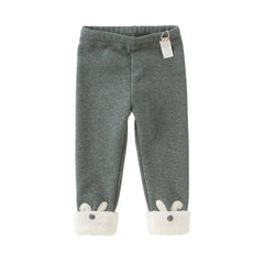 Dave&Bella Toddler Girls Winter Versatile Brown/Grey Warm Plush-lined Leggings Pants