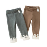 Dave&Bella Toddler Girls Versatile Brown/Grey Warm Plush-lined Leggings