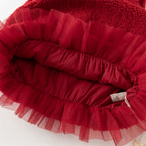Dave&Bella Toddler Girls Red Chinese-style Sleeveless Plush Princess Mesh Dress